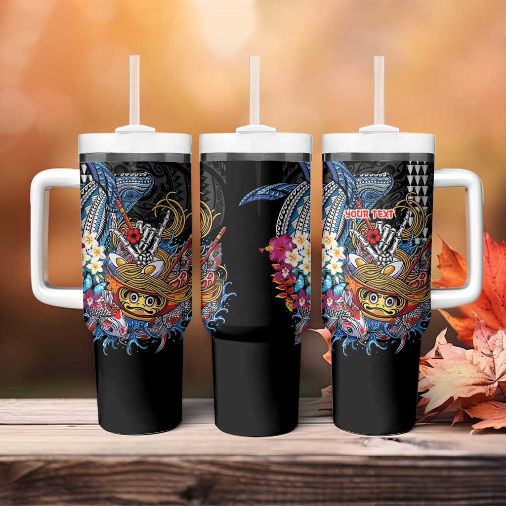 Personalized Japanese Koi Fish Ramen Tumbler With Handle Aloha Shark Kakau Pattern LT9 - Polynesian Pride