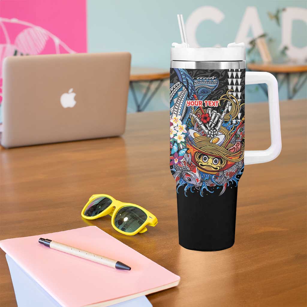 Personalized Japanese Koi Fish Ramen Tumbler With Handle Aloha Shark Kakau Pattern LT9 - Polynesian Pride