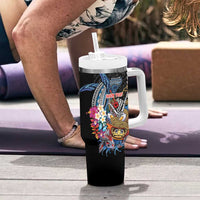 Personalized Japanese Koi Fish Ramen Tumbler With Handle Aloha Shark Kakau Pattern LT9 - Polynesian Pride