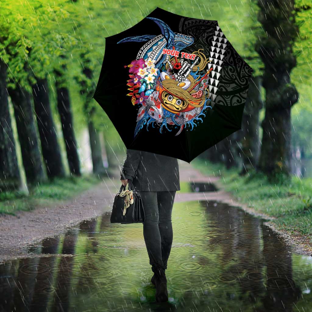 Personalized Japanese Koi Fish Ramen Umbrella Aloha Shark Kakau Pattern LT9 - Polynesian Pride