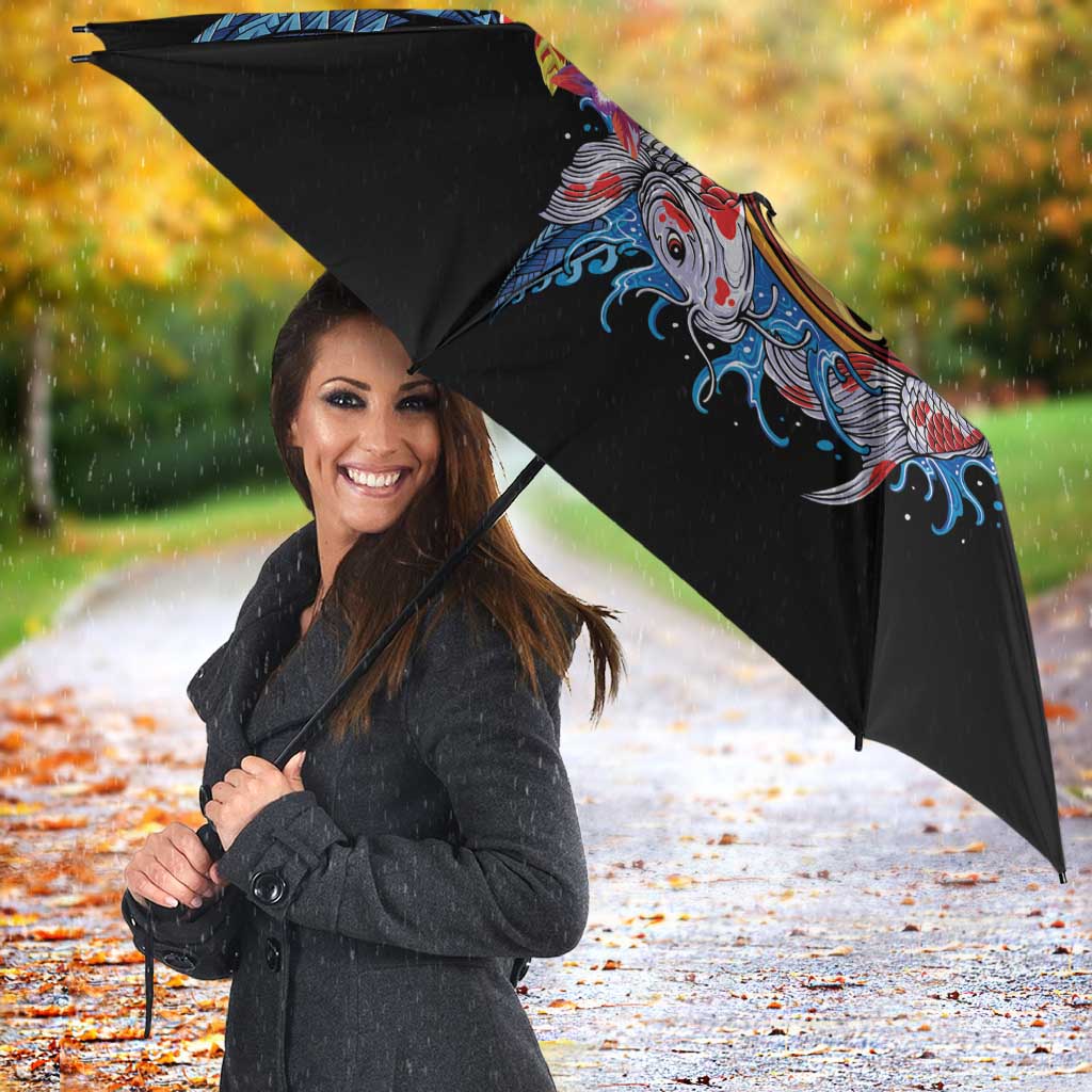 Personalized Japanese Koi Fish Ramen Umbrella Aloha Shark Kakau Pattern LT9 - Polynesian Pride