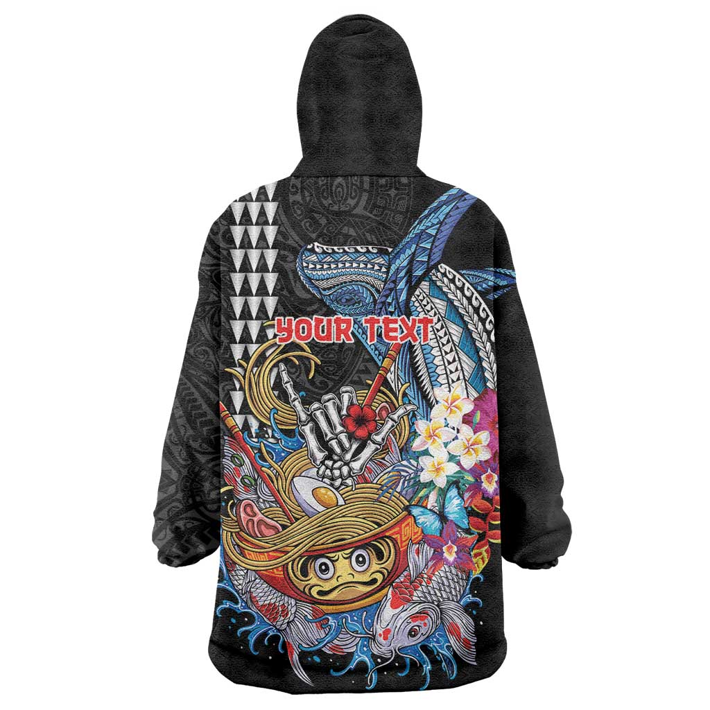 Personalized Japanese Koi Fish Ramen Wearable Blanket Hoodie Aloha Shark Kakau Pattern LT9 - Polynesian Pride