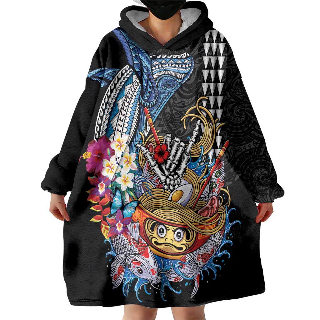 Personalized Japanese Koi Fish Ramen Wearable Blanket Hoodie Aloha Shark Kakau Pattern LT9 - Polynesian Pride