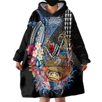 Personalized Japanese Koi Fish Ramen Wearable Blanket Hoodie Aloha Shark Kakau Pattern LT9 - Polynesian Pride