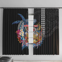 Personalized Japanese Koi Fish Ramen Window Curtain Aloha Shark Kakau Pattern LT9 With Hooks Black - Polynesian Pride