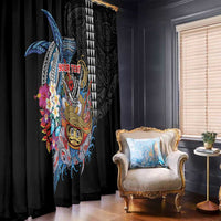 Personalized Japanese Koi Fish Ramen Window Curtain Aloha Shark Kakau Pattern LT9 - Polynesian Pride