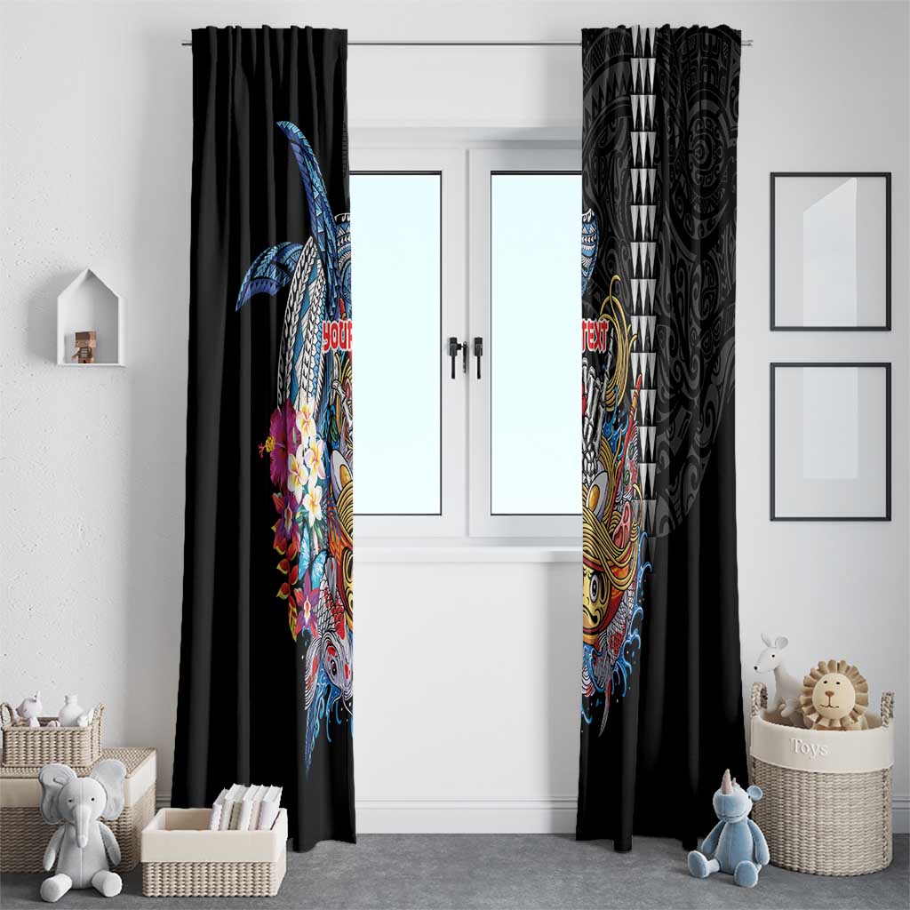 Personalized Japanese Koi Fish Ramen Window Curtain Aloha Shark Kakau Pattern LT9 - Polynesian Pride
