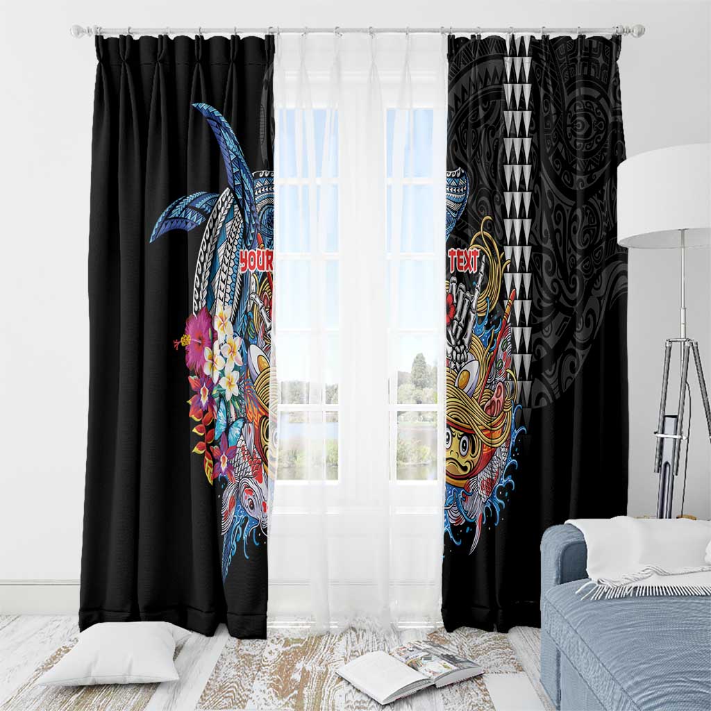 Personalized Japanese Koi Fish Ramen Window Curtain Aloha Shark Kakau Pattern LT9 - Polynesian Pride