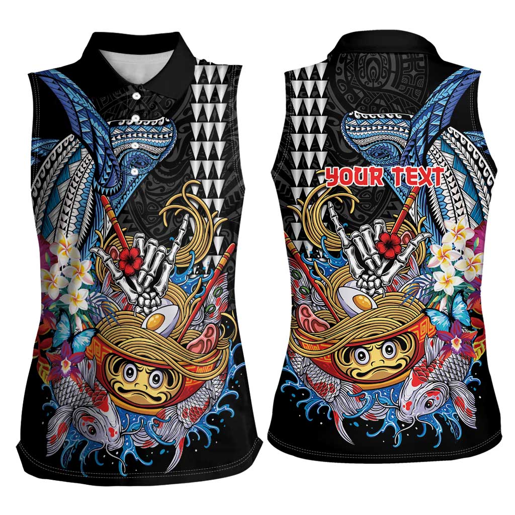 Personalized Japanese Koi Fish Ramen Women Sleeveless Polo Shirt Aloha Shark Kakau Pattern LT9 - Polynesian Pride