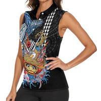 Personalized Japanese Koi Fish Ramen Women Sleeveless Polo Shirt Aloha Shark Kakau Pattern LT9 - Polynesian Pride