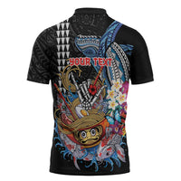 Personalized Japanese Koi Fish Ramen Zipper Polo Shirt Aloha Shark Kakau Pattern LT9 - Polynesian Pride