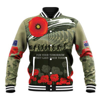 ANZAC Day We Remember Baseball Jacket Maori Silver Fern Camouflage Motif LT9 Unisex Green - Polynesian Pride