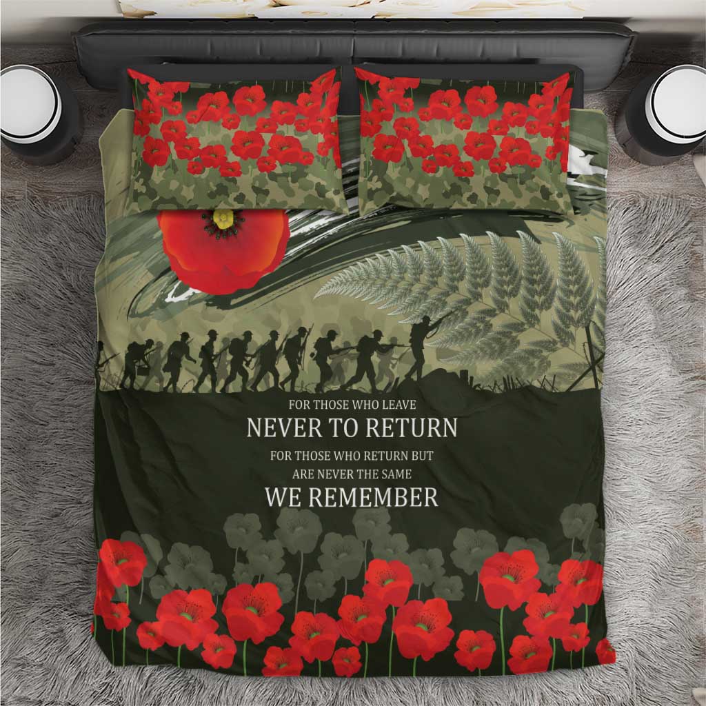 ANZAC Day We Remember Bedding Set Maori Silver Fern Camouflage Motif