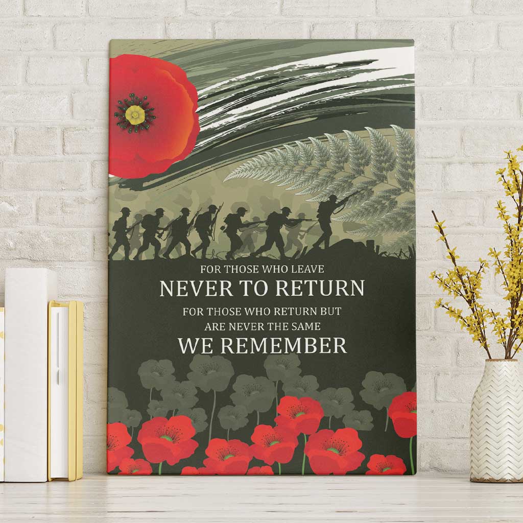 ANZAC Day We Remember Canvas Wall Art Maori Silver Fern Camouflage Motif LT9 Without Frame Green - Polynesian Pride