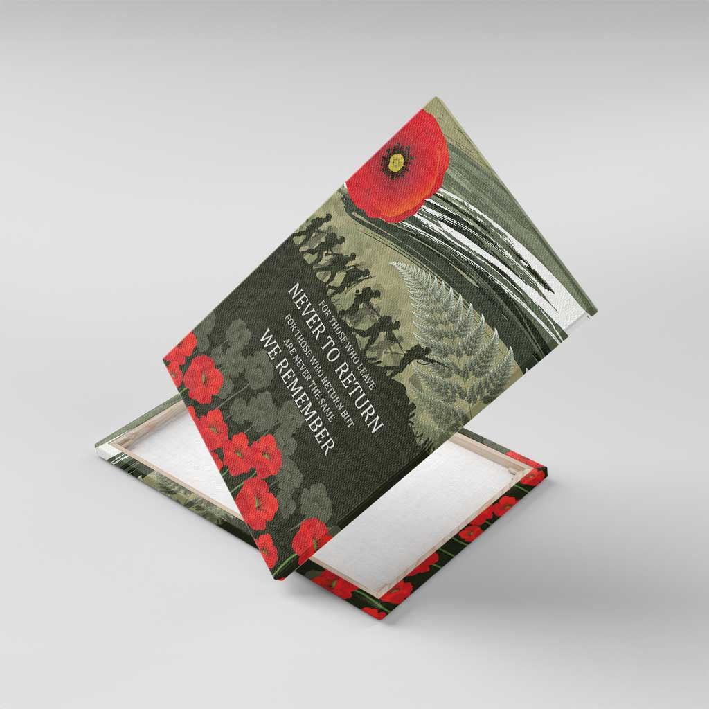 ANZAC Day We Remember Canvas Wall Art Maori Silver Fern Camouflage Motif LT9 With Frame Green - Polynesian Pride