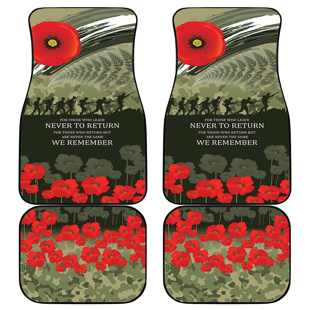 ANZAC Day We Remember Car Mats Maori Silver Fern Camouflage Motif LT9 - Polynesian Pride