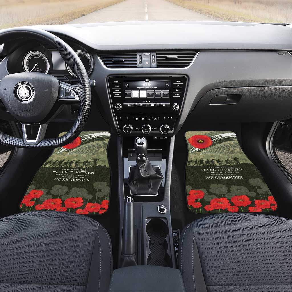 ANZAC Day We Remember Car Mats Maori Silver Fern Camouflage Motif LT9 Set 2pcs - Front Green - Polynesian Pride