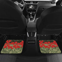 ANZAC Day We Remember Car Mats Maori Silver Fern Camouflage Motif LT9 Set 2pcs - Back Green - Polynesian Pride