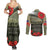 ANZAC Day We Remember Couples Matching Summer Maxi Dress and Long Sleeve Button Shirt Maori Silver Fern Camouflage Motif