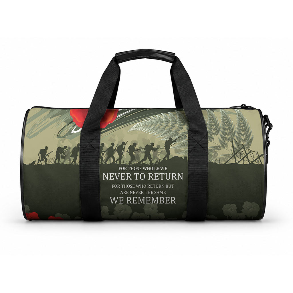 ANZAC Day We Remember Duffle Bag Maori Silver Fern Camouflage Motif LT9 One size Green - Polynesian Pride