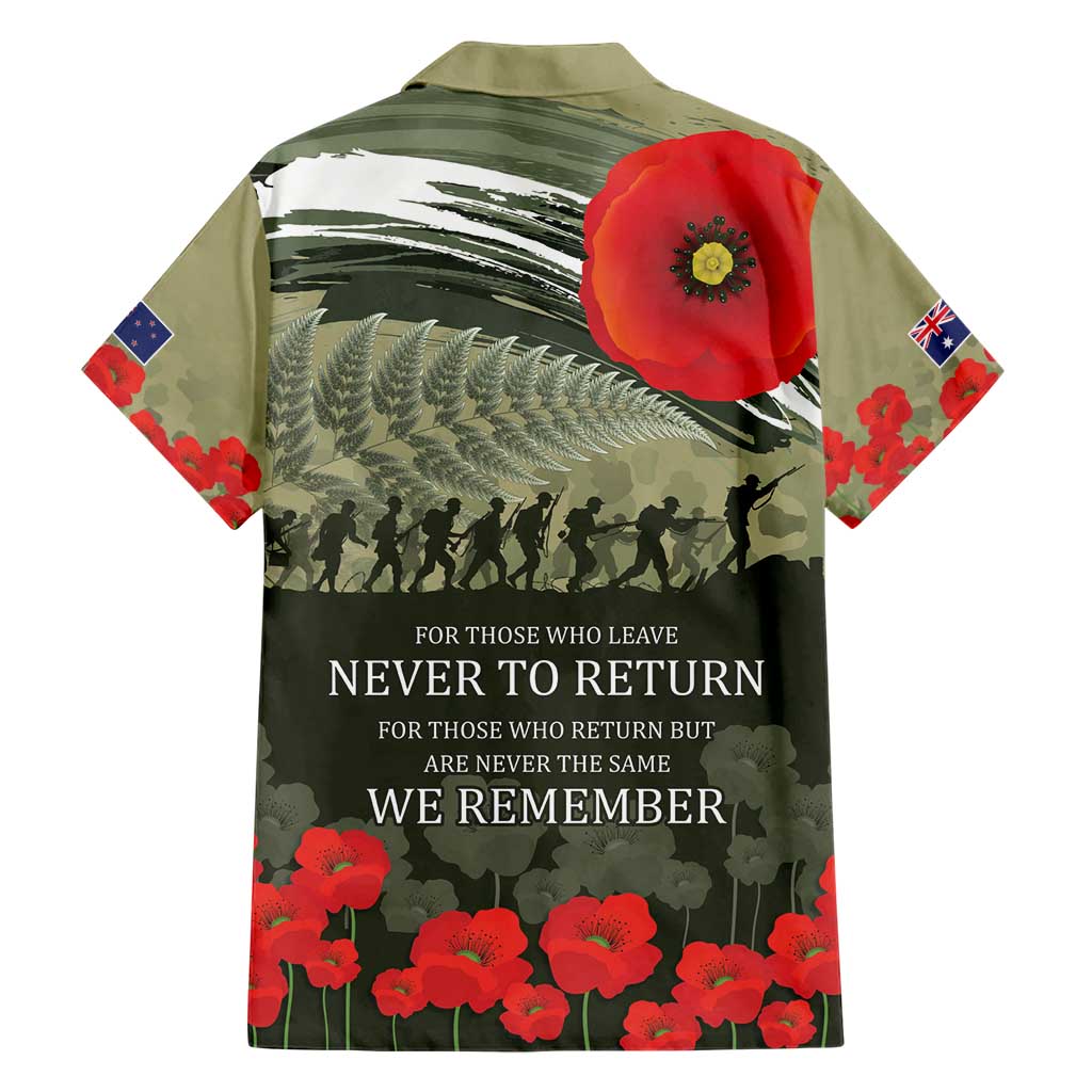 ANZAC Day We Remember Hawaiian Shirt Maori Silver Fern Camouflage Motif LT9 - Polynesian Pride