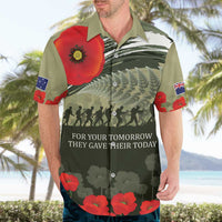 ANZAC Day We Remember Hawaiian Shirt Maori Silver Fern Camouflage Motif LT9 - Polynesian Pride