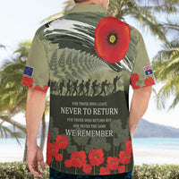 ANZAC Day We Remember Hawaiian Shirt Maori Silver Fern Camouflage Motif LT9 - Polynesian Pride