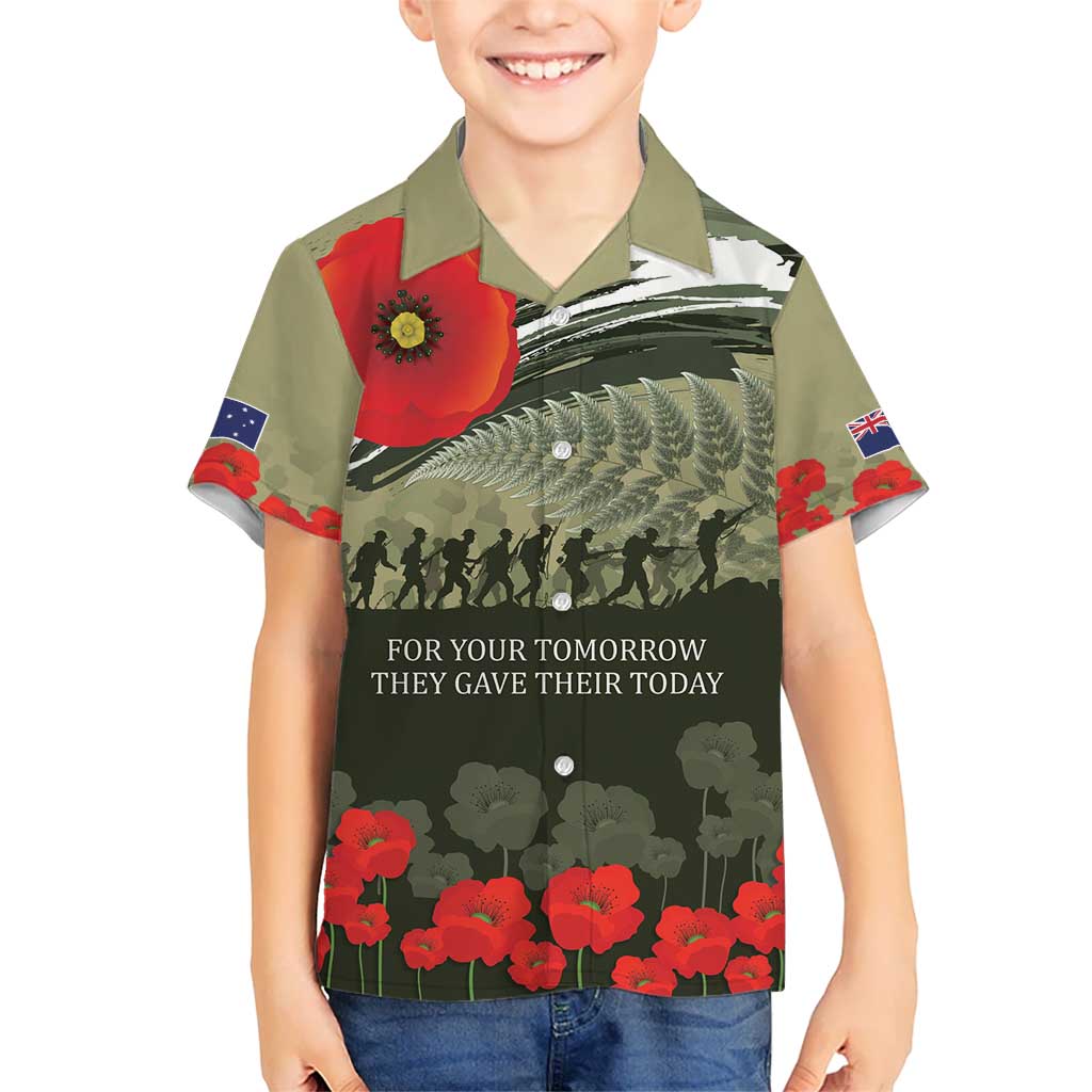 ANZAC Day We Remember Hawaiian Shirt Maori Silver Fern Camouflage Motif LT9 - Polynesian Pride
