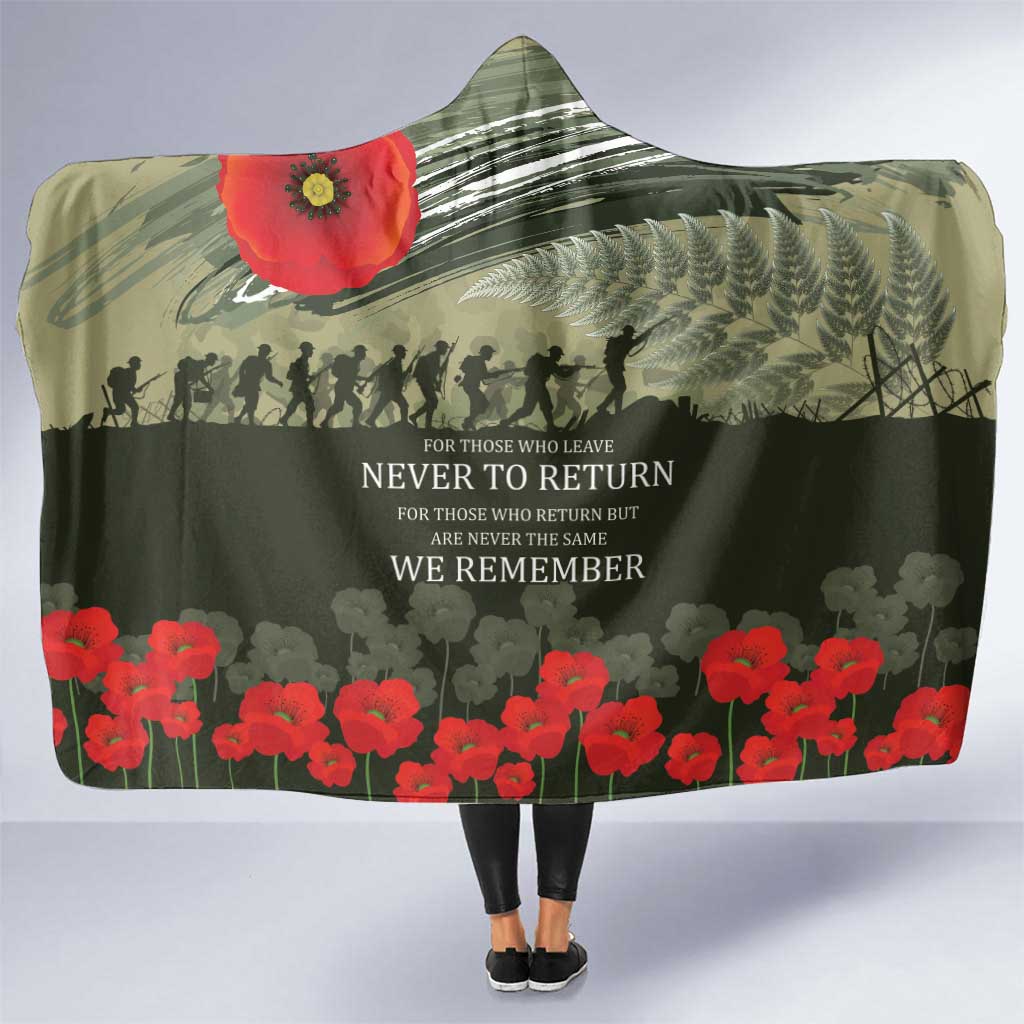 ANZAC Day We Remember Hooded Blanket Maori Silver Fern Camouflage Motif LT9 One Size Green - Polynesian Pride
