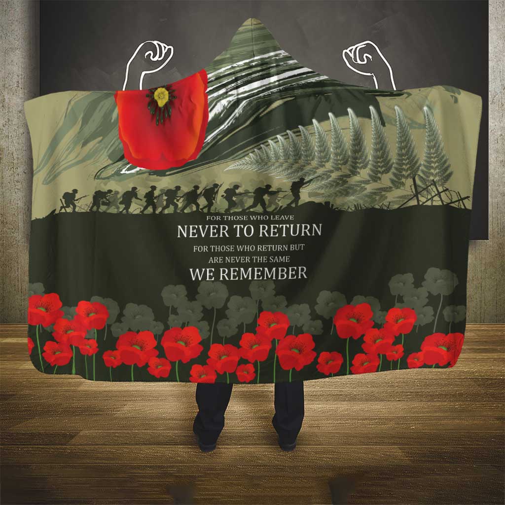 ANZAC Day We Remember Hooded Blanket Maori Silver Fern Camouflage Motif LT9 - Polynesian Pride