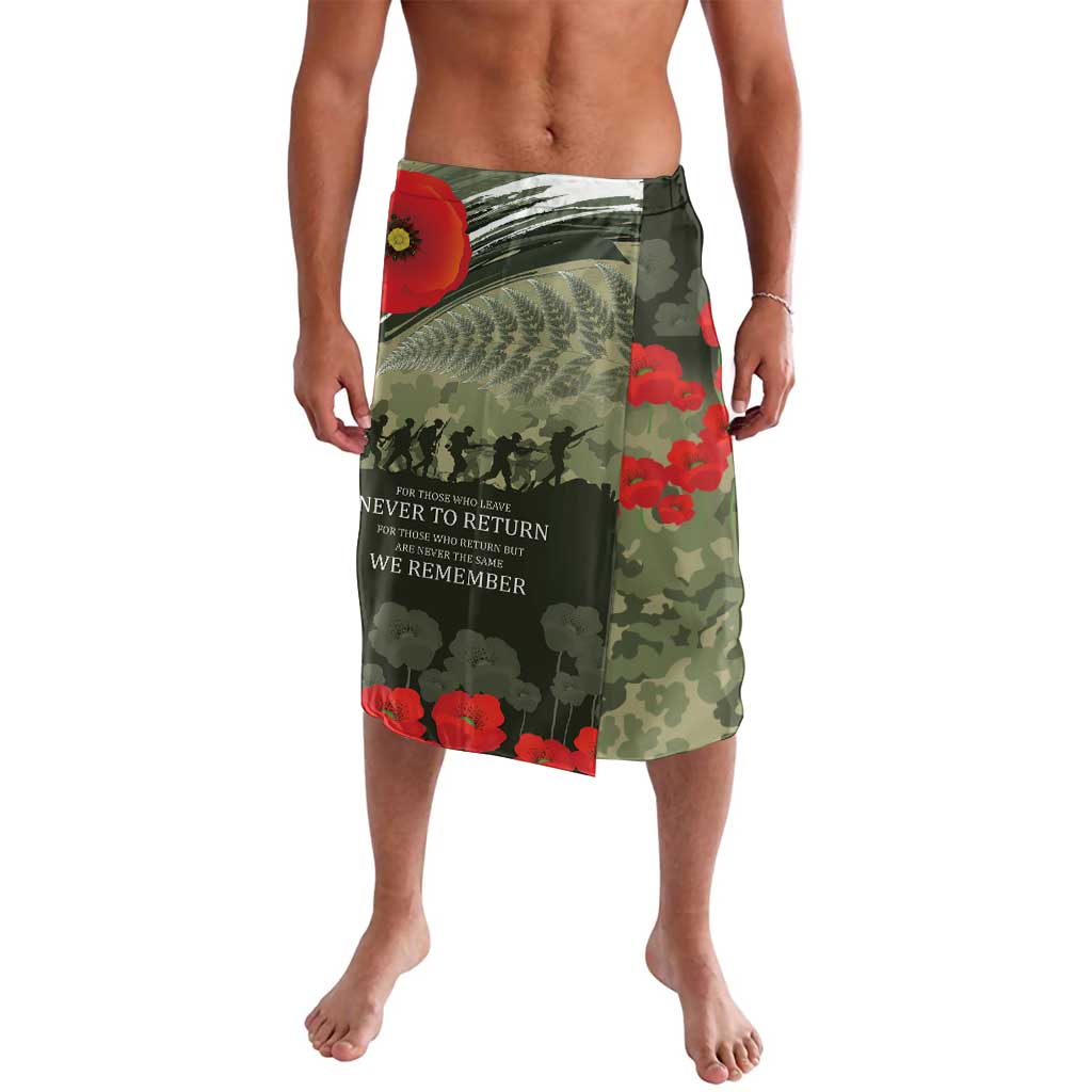 ANZAC Day We Remember Lavalava Maori Silver Fern Camouflage Motif