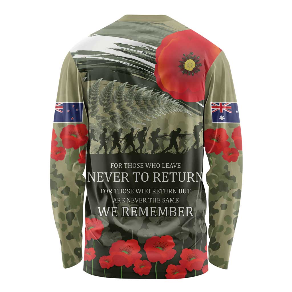 ANZAC Day We Remember Long Sleeve Shirt Maori Silver Fern Camouflage Motif LT9 - Polynesian Pride