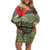 ANZAC Day We Remember Off Shoulder Short Dress Maori Silver Fern Camouflage Motif