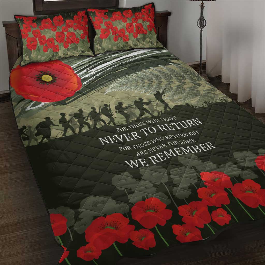 ANZAC Day We Remember Quilt Bed Set Maori Silver Fern Camouflage Motif LT9 Green - Polynesian Pride