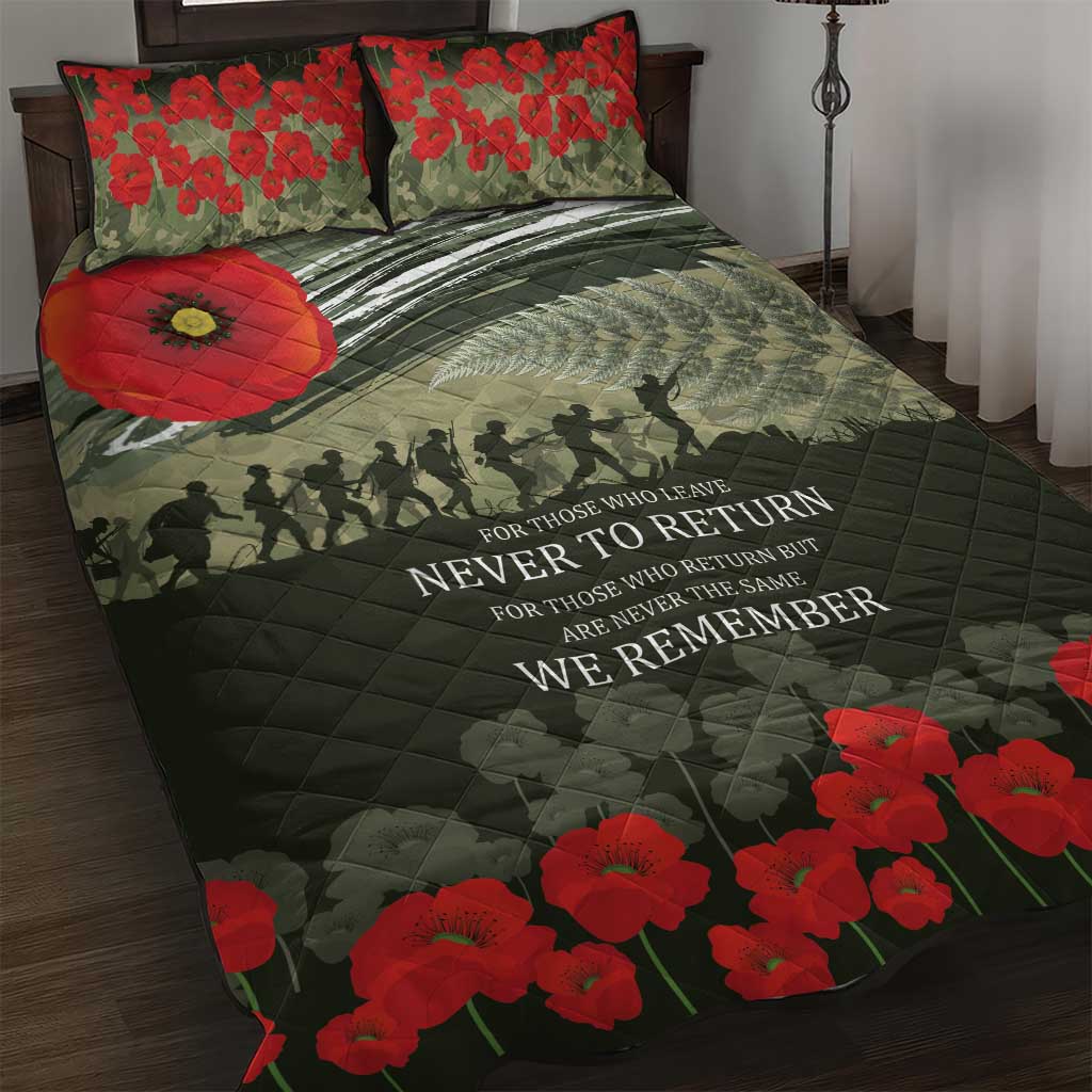 ANZAC Day We Remember Quilt Bed Set Maori Silver Fern Camouflage Motif