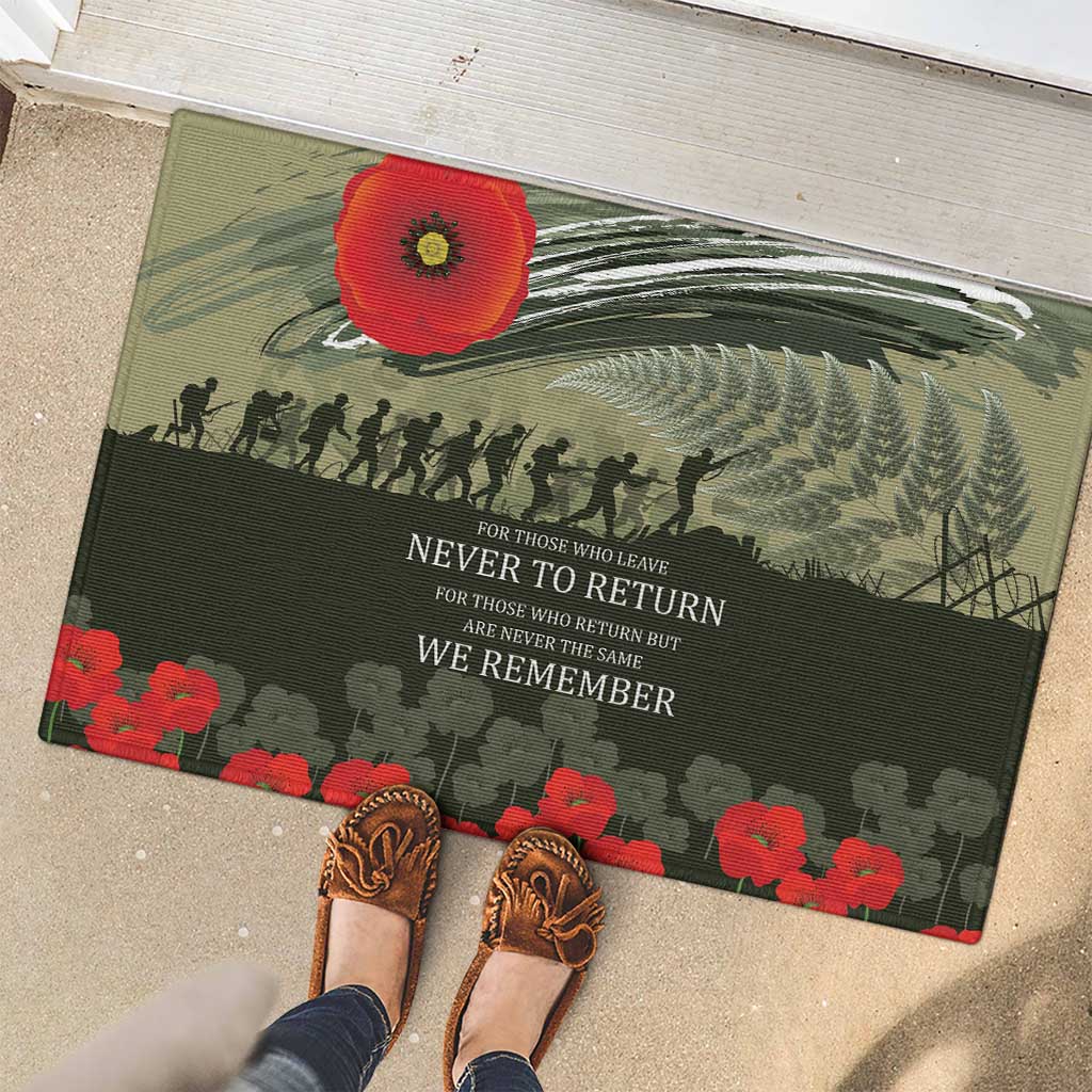 ANZAC Day We Remember Rubber Doormat Maori Silver Fern Camouflage Motif LT9 - Polynesian Pride