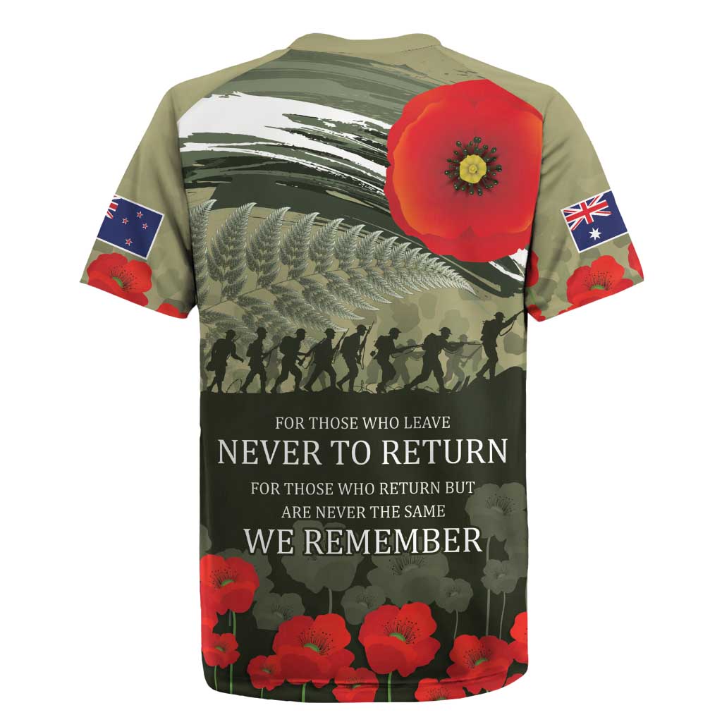 ANZAC Day We Remember Rugby Jersey Maori Silver Fern Camouflage Motif LT9 - Polynesian Pride