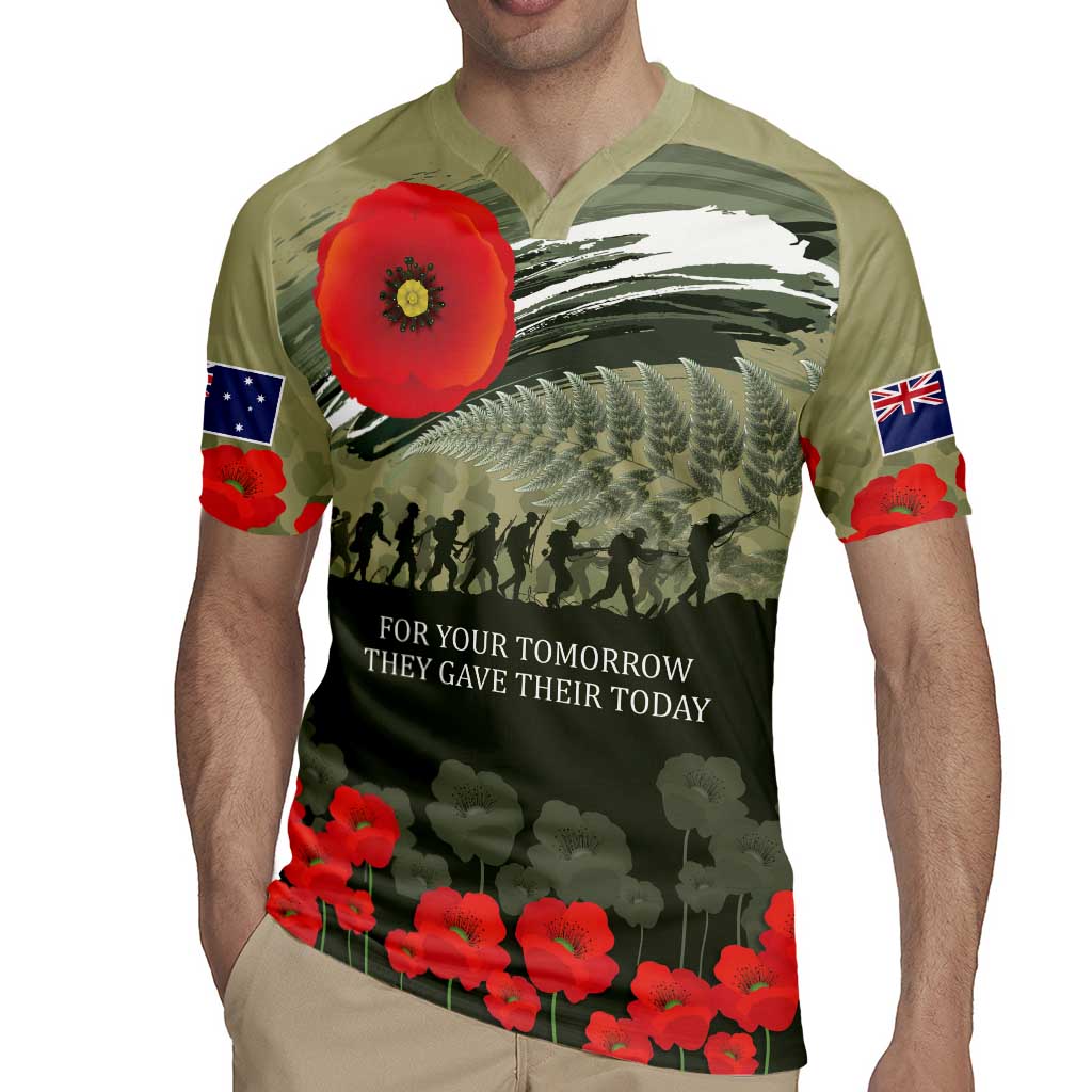 ANZAC Day We Remember Rugby Jersey Maori Silver Fern Camouflage Motif LT9 - Polynesian Pride