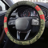 ANZAC Day We Remember Steering Wheel Cover Maori Silver Fern Camouflage Motif LT9 - Polynesian Pride