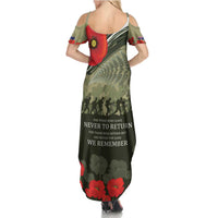 ANZAC Day We Remember Summer Maxi Dress Maori Silver Fern Camouflage Motif LT9 - Polynesian Pride