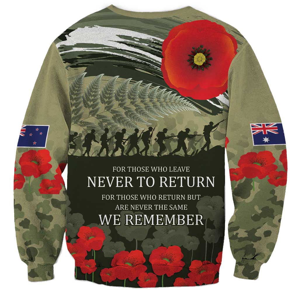 ANZAC Day We Remember Sweatshirt Maori Silver Fern Camouflage Motif LT9 - Polynesian Pride