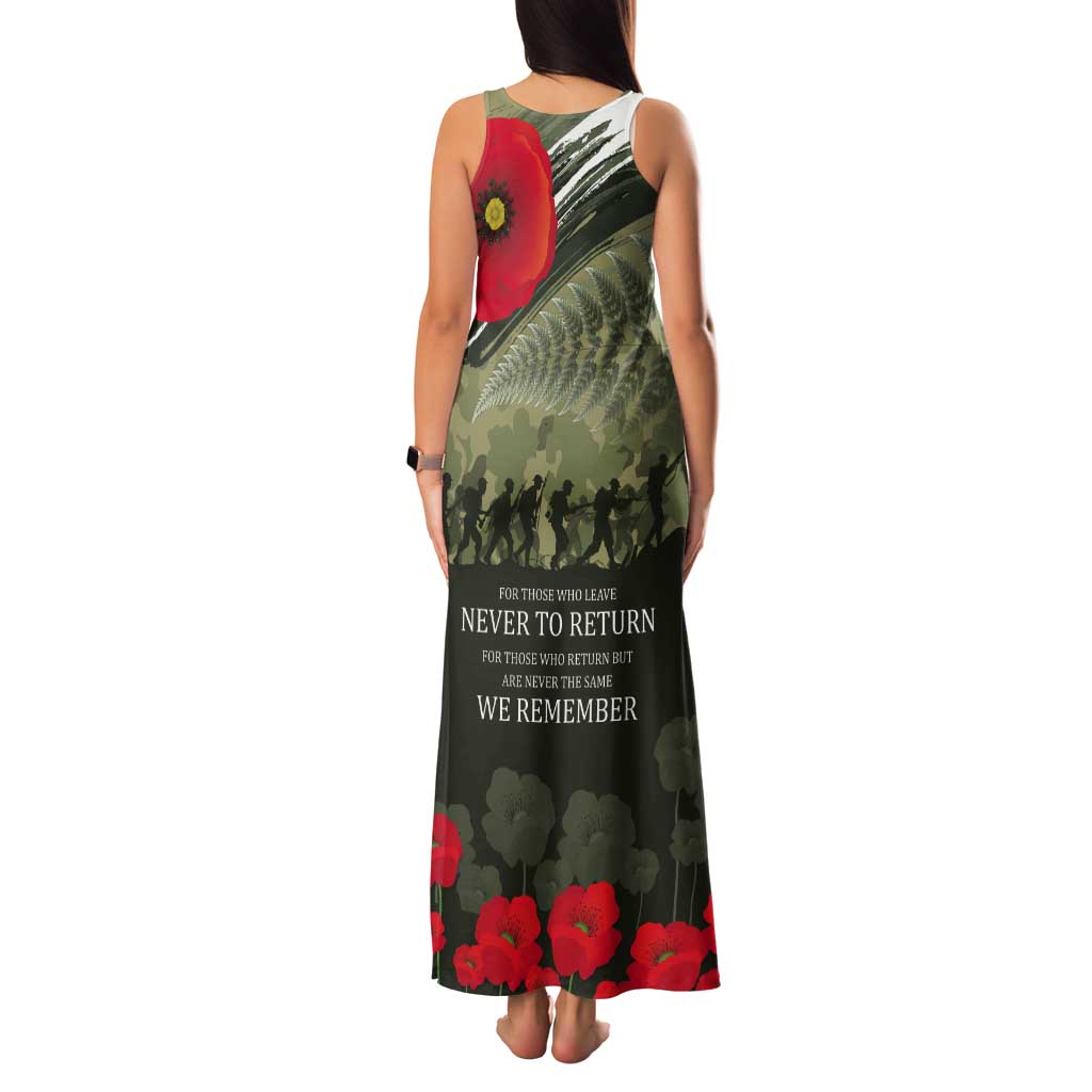 ANZAC Day We Remember Tank Maxi Dress Maori Silver Fern Camouflage Motif LT9 - Polynesian Pride