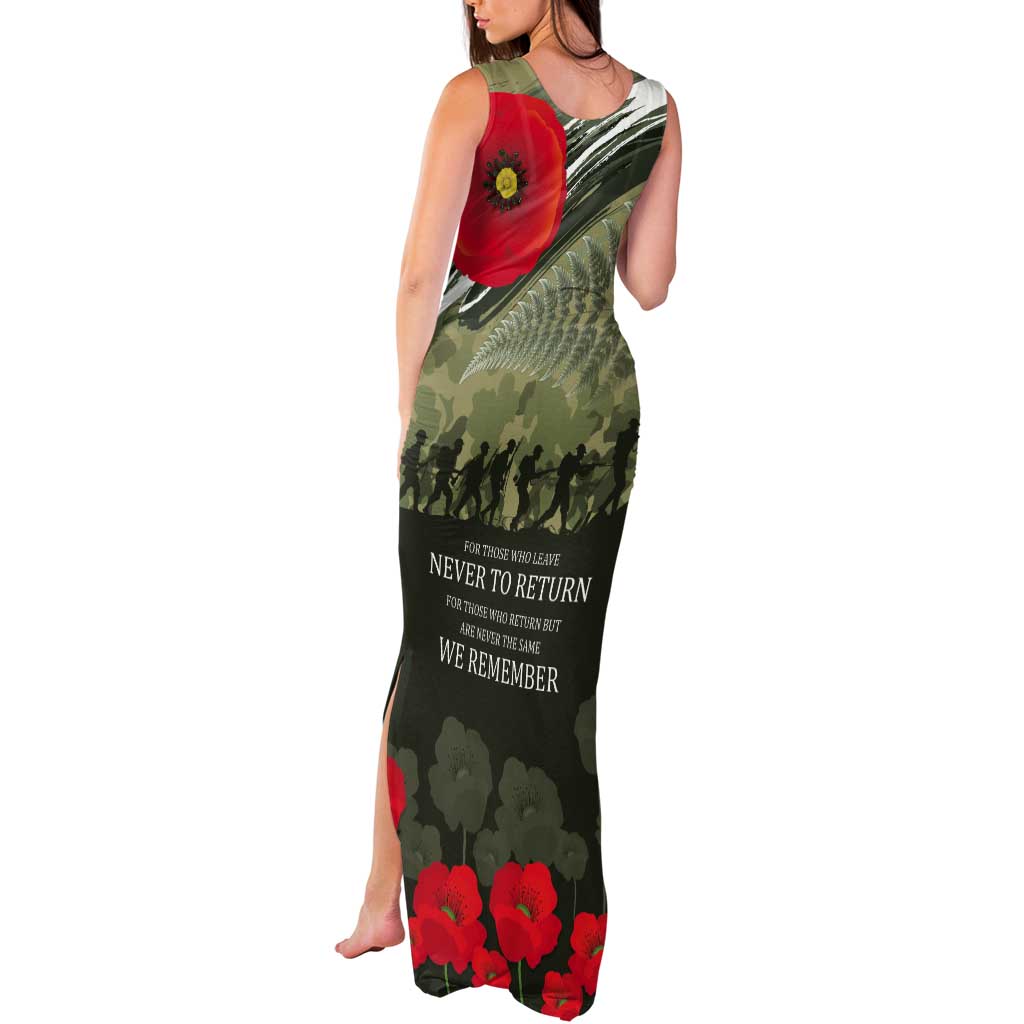 ANZAC Day We Remember Tank Maxi Dress Maori Silver Fern Camouflage Motif LT9 - Polynesian Pride