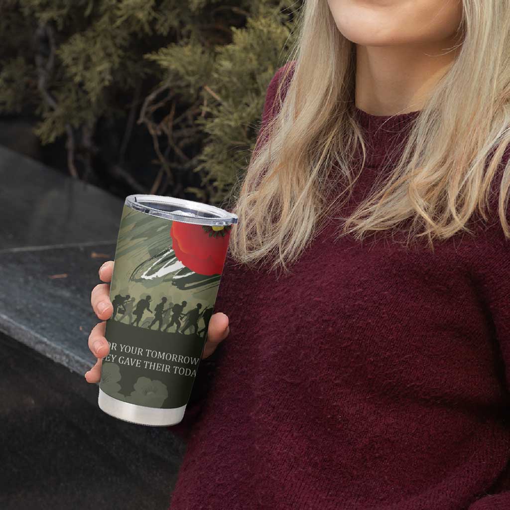 ANZAC Day We Remember Tumbler Cup Maori Silver Fern Camouflage Motif LT9 - Polynesian Pride