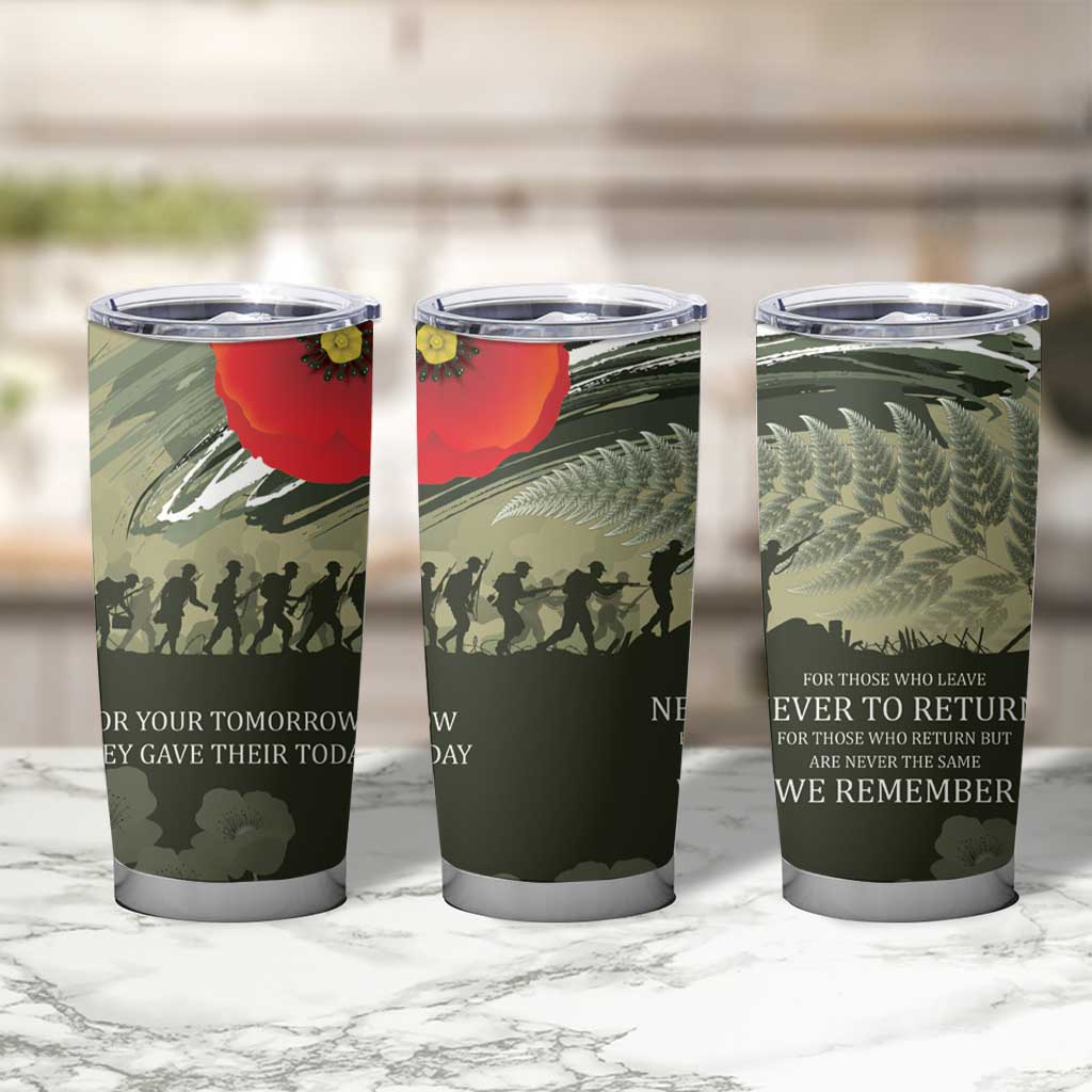 ANZAC Day We Remember Tumbler Cup Maori Silver Fern Camouflage Motif LT9 - Polynesian Pride