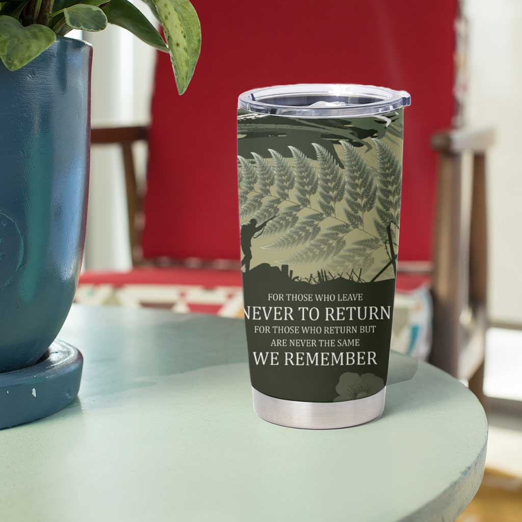 ANZAC Day We Remember Tumbler Cup Maori Silver Fern Camouflage Motif LT9 - Polynesian Pride