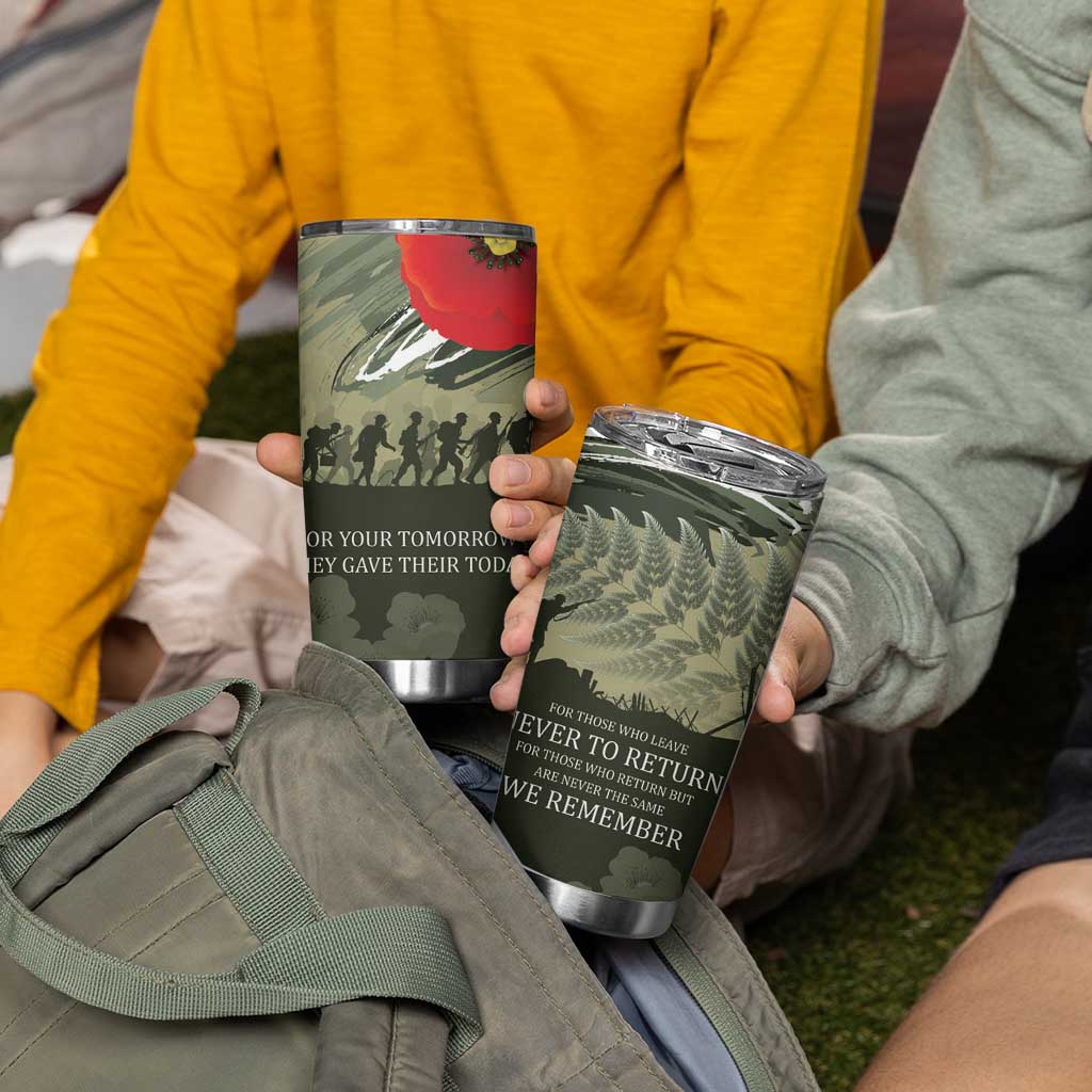 ANZAC Day We Remember Tumbler Cup Maori Silver Fern Camouflage Motif LT9 - Polynesian Pride