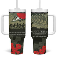 ANZAC Day We Remember Tumbler With Handle Maori Silver Fern Camouflage Motif LT9 One Size: 40 oz Green - Polynesian Pride
