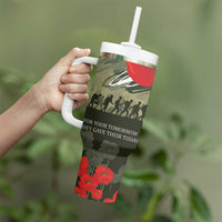 ANZAC Day We Remember Tumbler With Handle Maori Silver Fern Camouflage Motif LT9 - Polynesian Pride