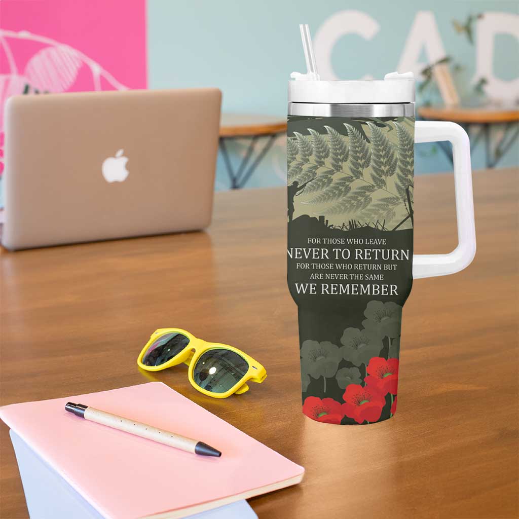 ANZAC Day We Remember Tumbler With Handle Maori Silver Fern Camouflage Motif LT9 - Polynesian Pride
